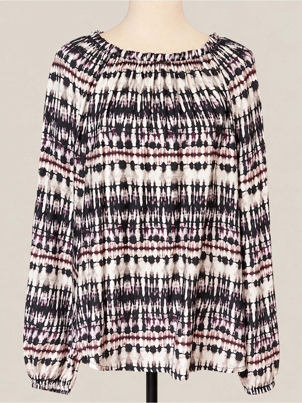 Bella Dahl Medium Tie Dye Print Off Shoulder Long Sleeve Blouse